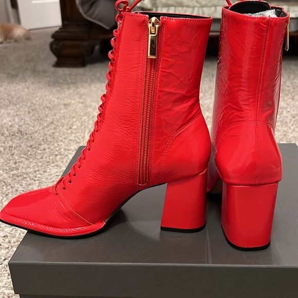 Red dress boot in a block 3’ heel leather wet patent. Brand new. Size 6. - Picture 3 of 7